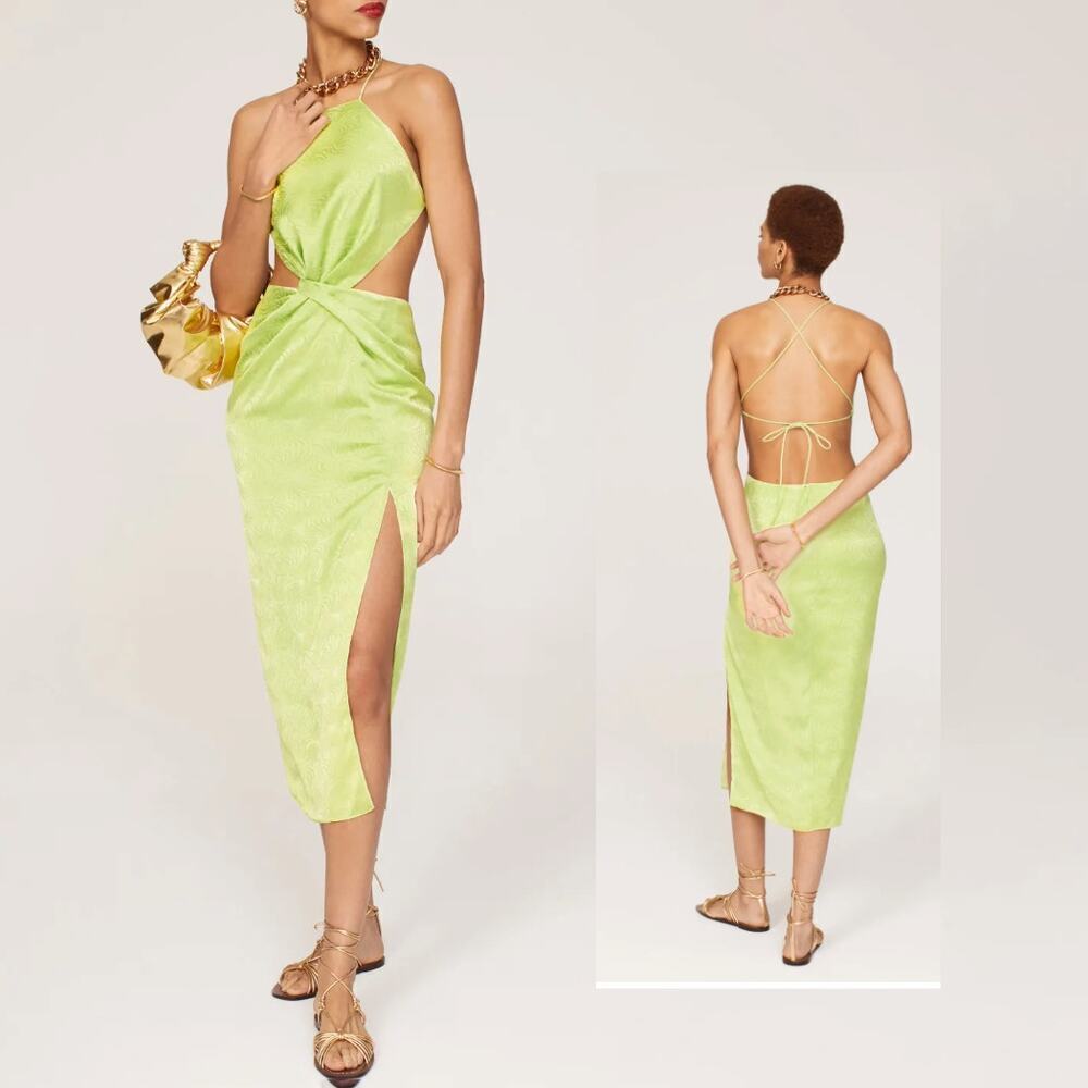 Ronny Kobo Collective Satin Cutout Dress (Size 8)
